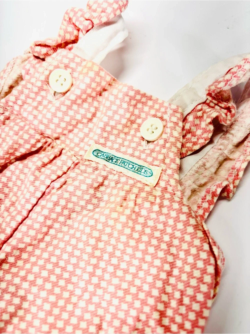 Cabbage Patch Kids Pink & White Gingham Overalls with Shirt Coleco CPK Vintage
